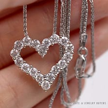 1.80CTW Diamond Heart 14k White Gold Pendant & Necklace Chain 18"