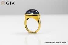 GIA CHRISTOPHER WALLING 16.7g 18KYG KYANITE CABOCHON RING SIZE 9.5