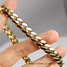 61.3g 14KYG 9mm Cuban Link Bracelet Size 8.5