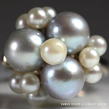 Ming's Hawaii Blue White Pearl Cluster Ring