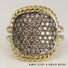 Levian 2ctw Chocolate Diamond Pave 14K Yellow Gold Ring Size 7