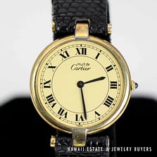 Must De Cartier Vermeil Watch Round Dial & Roman Numerals