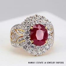 3.10ct Burmese Ruby 1.70ct Diamond 18K Yellow Gold Ring Size 5.25 with Appraisal