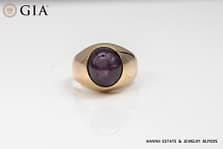 GIA 15.3g 14KYG 14ct PURPLE-RED STAR SAPPHIRE GENTS RING SIZE 10.5