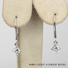 0.58CTW Princess Cut Diamond 14K White Gold Lever Back Earrings