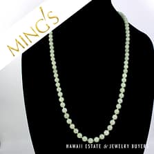 Mings Pale Green Jade 9mm Bead Necklace 30"