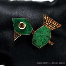 UNIQUE MAW SIT SIT 18K YELLOW GOLD BIRD GEOMETRIC BROOCH PIN