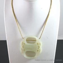 JADE "CICADA" OPEN WORK 18K YELLOW GOLD PENDANT NECKLACE W/ GEM APPRAISAL