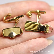 VINTAGE RARE MARTYN PUGH LONDON SCUBA SNORKEL MASK FIN 18K YELLOW GOLD CUFFLINKS