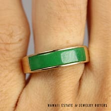 Green Jade 14k Yellow Gold Ring Size 6
