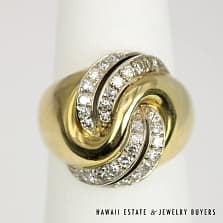 0.35ctw Diamond Swirl 9.7g 18K Two-Tone Ring Size 6.5