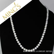 Ming's Pale Lavender Jade 9mm Bead 14k Yellow Gold Necklace 30"