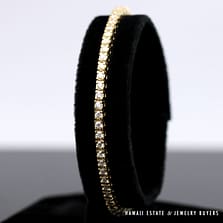 2.10CTW H/I SI1 ROUND BRILLIANT DIAMOND 14K YELLOW GOLD TENNIS BRACELET