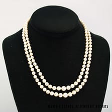 Knotted Graduated Double Strand 4.4-7.8mm Cultured Pearls 17/18 Inch w/Silver Clasp