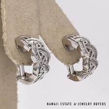 14K White Gold and 4ctw Baguette Diamond Omega Back Earrings #022824-01