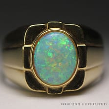 NATURAL AUSTRALIAN OPAL 14K YELLOW GOLD RING W/ GEMOLOGIST APPRAISAL