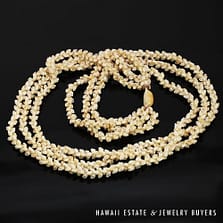 Three-Strand Ni'ihau Shell Lei: Pikake Momi Lenalena 36 inches #DT042922-01