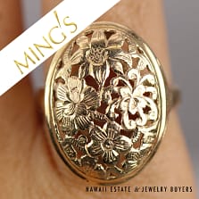 Mings Four Seasons Oval 5.2g 14K Yellow Gold Ring Size 6.5