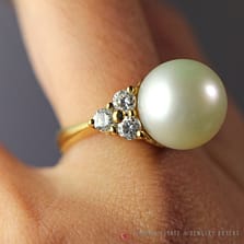 SOUTH SEA PEARL & 1CTW DIAMOND 18K YELLOW GOLD RING W/ GEMOLOGIST APPRAISAL