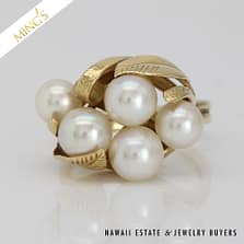 MING'S 5.4g 14KYG CULTURED PEARL CLUSTER RING SIZE 5