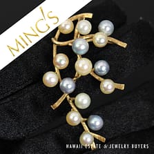 Ming's White and Blue Pearl 14k Yellow Gold Pendant 57x35mm, 10.8g,