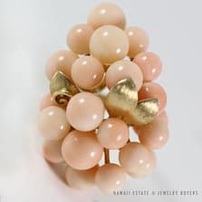 Vintage Ming's Hawaii Angel Skin Coral Ball Cluster 14K Ring (Size 5.75)