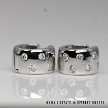 0.35CTW Diamond 14K White Gold Huggie Hoop Earrings