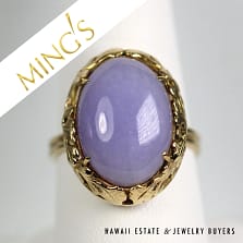 Ming's Lavender Jade 14K Yellow Gold Ring Size 9