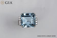 GIA 16.5g 14KWG 38.10ct  AQUAMARINE AND DIAMOND RING SIZE 9