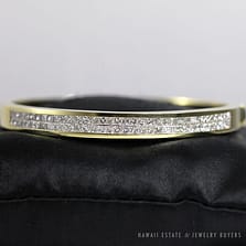 3.30CTW DIAMOND 18K YELLOW GOLD HINGED BANGLE BRACELET