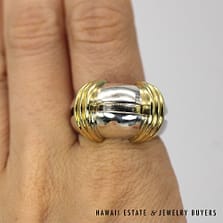 18K Yellow Gold and Sterling Silver Atlas Inspired Ring SIZE 9.5 #2853-06