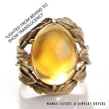 Mexican Opal 14K Yellow Gold Leaves Ring Size 8