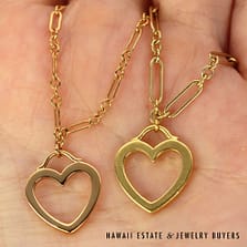 Tiffany & Co 18K Yellow Gold Heart Bracelet and Necklace Set with Pouch #3121-03