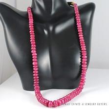 VINTAGE NATURAL RUBY OVER 300CTW BEAD 14K YELLOW GOLD NECKLACE 21" W/ APPRAISAL