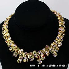 14K Yellow Gold Multi Stone Collar Necklace