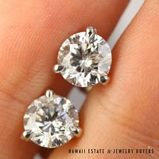 2CTW DIAMONDS SET IN PLATINUM MARTINI SCREWBACK EARRINGS (1CT each side!)