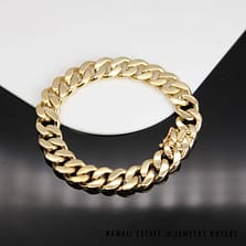 10mm 14k Yellow Gold Curb Bracelet 7 Inch Length, 43.8g