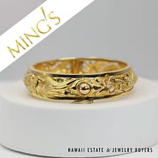 15.5mm Dragon & Phoenix 18K Yellow Gold Hinged Bangle Bracelet Size 7