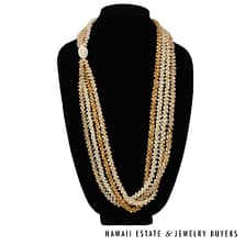 4-Strand Multi-Color Ni'ihau Shell Lei: Pikake Momi 38 inches #MKP090221-01