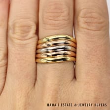 Gucci 18K TriColor Gold Wave Band Ring SIZE 5.5 #022824-03
