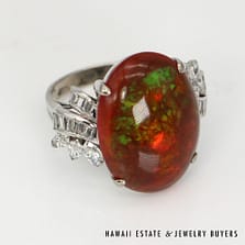 18K White Gold and Mexican Opal with Diamonds Ring SIZE 5.75 #KS062019-01