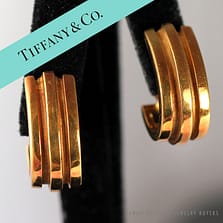 RARE TIFFANY & CO ATLAS DOUBLE GROOVE 18K YELLOW GOLD EARRINGS