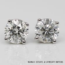 1.3g 14K WHITE GOLD 1.10ctw I1/H DIAMOND SCREWBACK EARRINGS