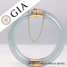 GIA MINGS NATURAL ESTATE QUALITY GLASS JADE BANGLE BRACELET WITH BOX