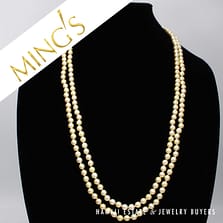 Ming's 6.5-7mm Cultured Pearl Double Strand 14k Yellow Gold Clasp Necklace 30" and 31"