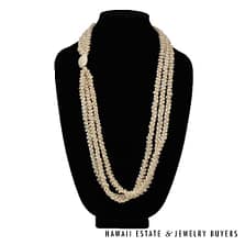 Three Strand Ni'ihau Shell Lei: Pikake Momi Lenalena 36 inches #2778-15