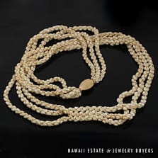 3-Strand Ni'ihau Shell Lei: 41" Poe'Poe Paha Momi Lenalena Kua Ele #111623-01