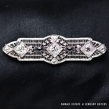 PHENOMENAL ANTIQUE 1920'S 1.95CTW J VS2 DIAMOND AND SAPPHIRE ART DECO BROOCH