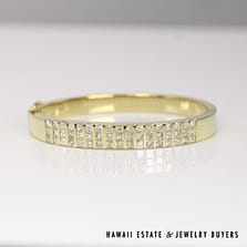 5ctw Princess Cut Diamond 18k Yellow Gold Bracelet Size 6.25
