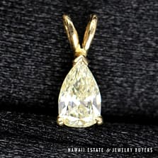 0.49ct SI1 IJ Pear Shaped Diamond 14K Yellow Gold Solitaire Pendant
